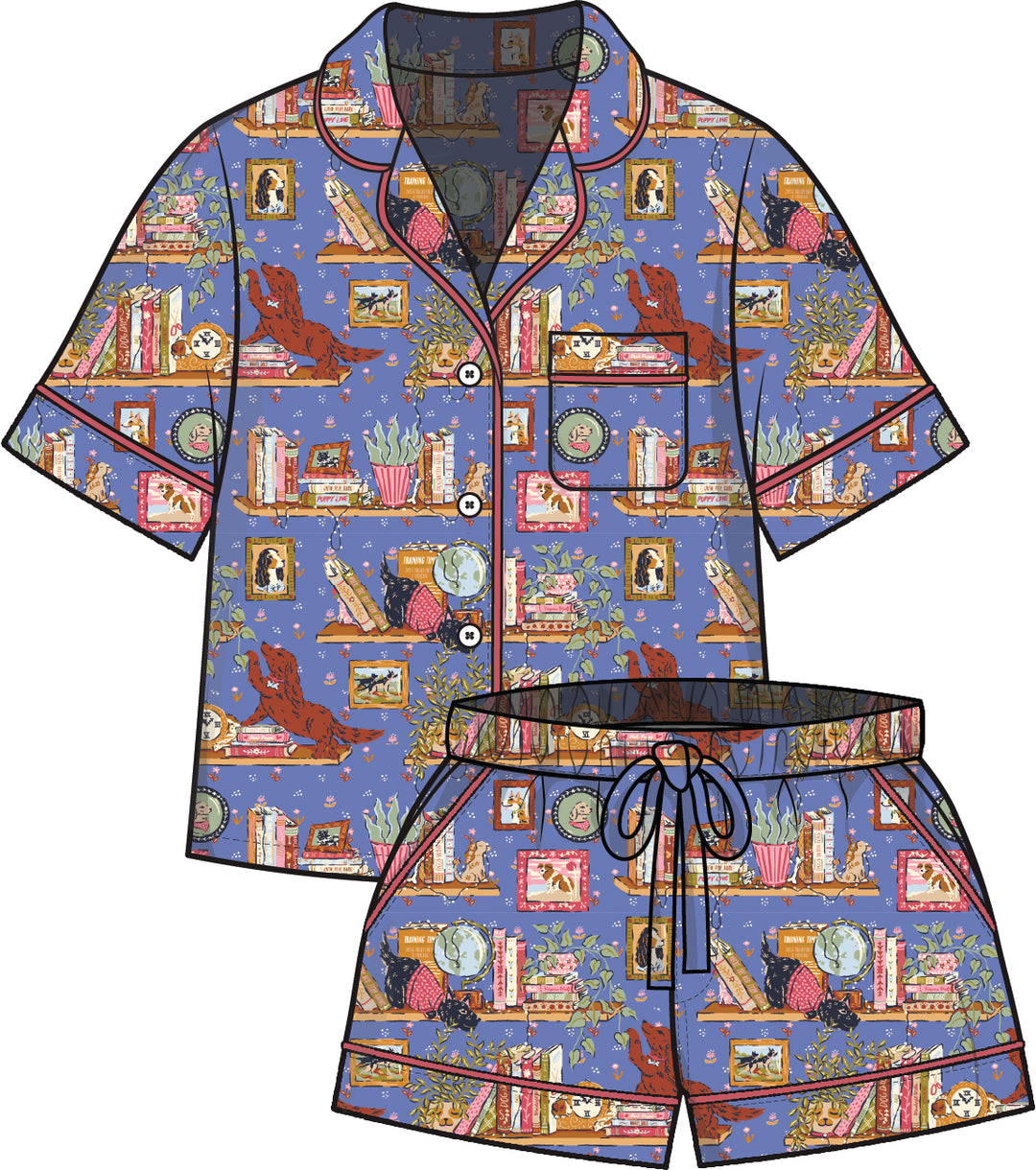 Unleashed Stories Short PJ Set Bookkeepers Blue