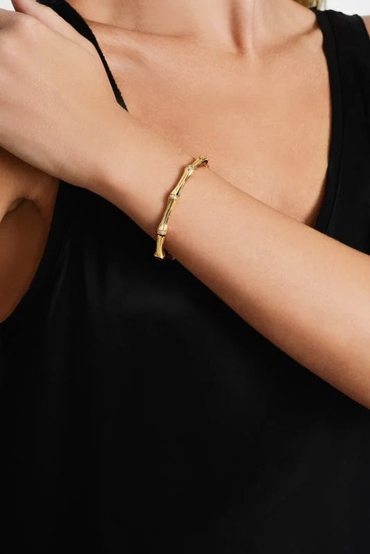 Bamboo Hinged Bangle Gold