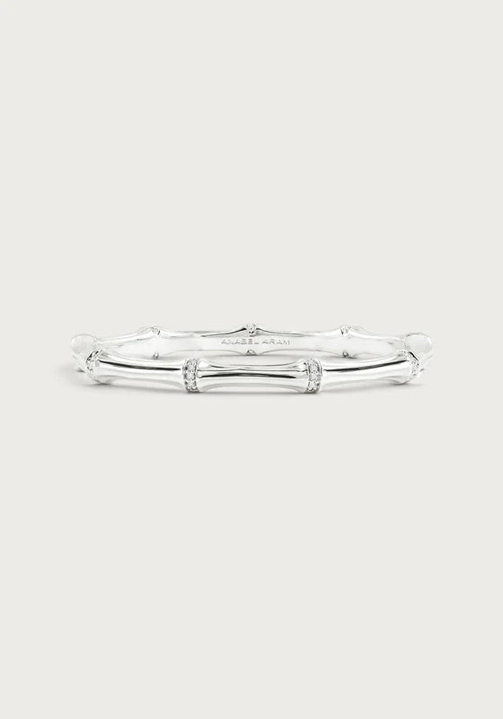 Bamboo Hinged Bangle Silver