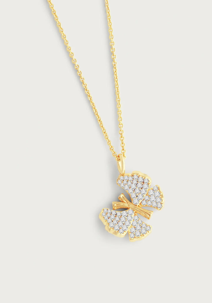 Butterfly White Pave Small Necklace