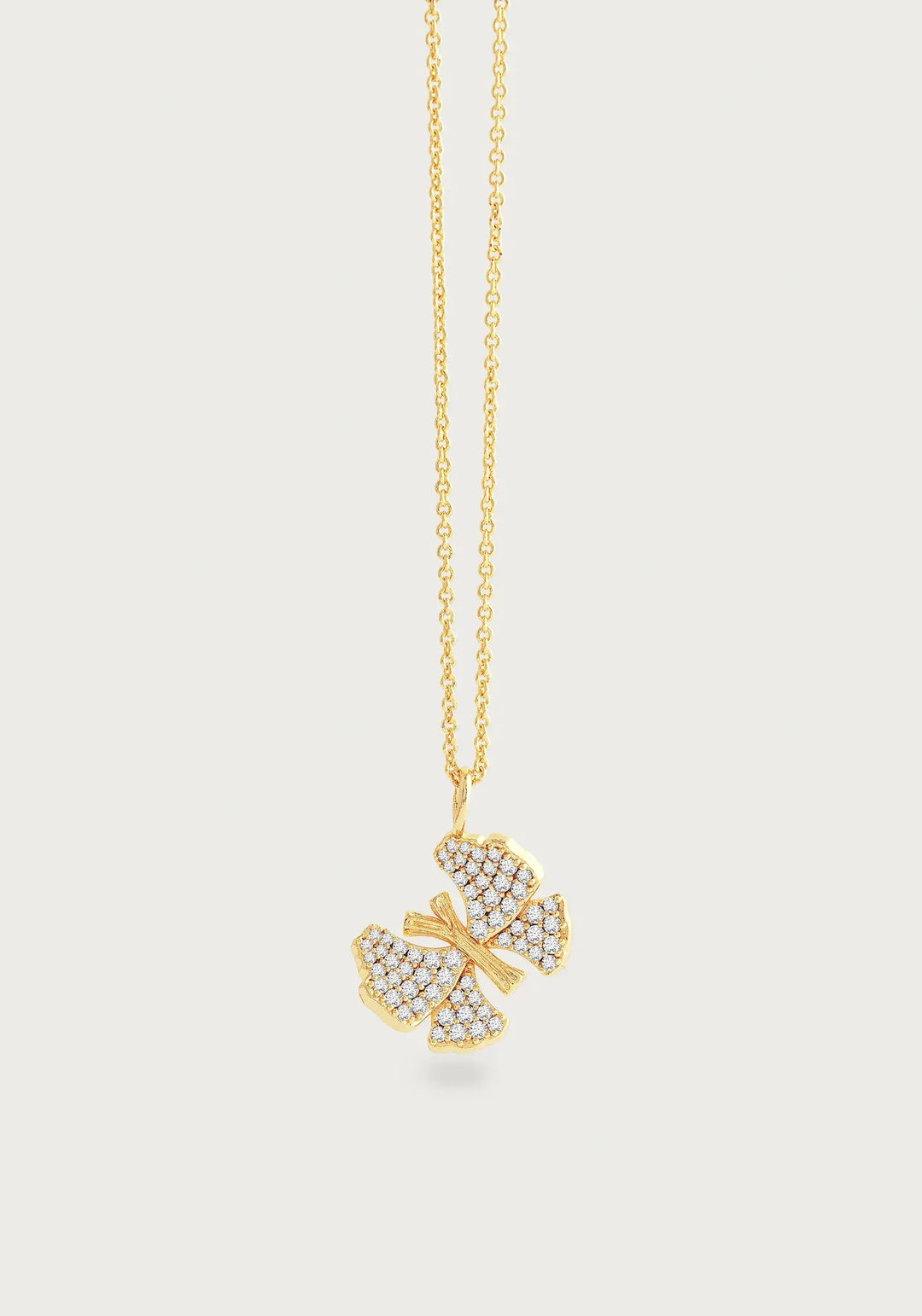 Butterfly White Pave Small Necklace