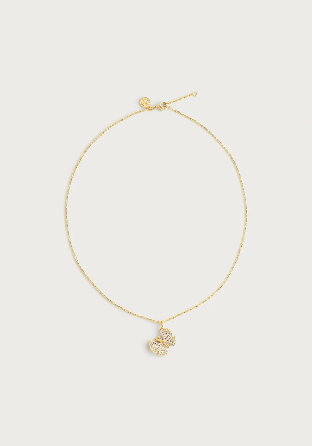 Butterfly White Pave Small Necklace