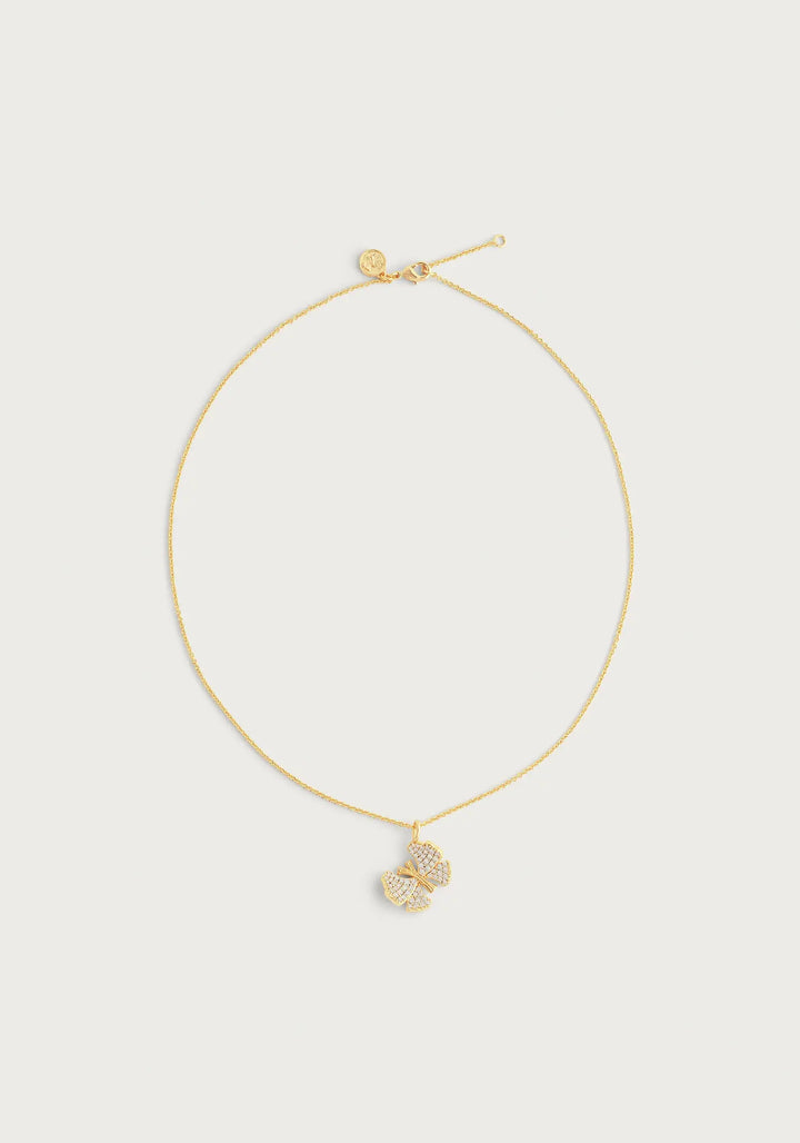 Butterfly White Pave Small Necklace