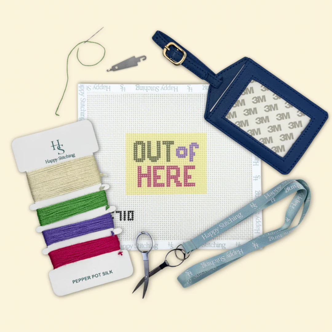 Out Of Here Needlepoint Luggage Tag Kit