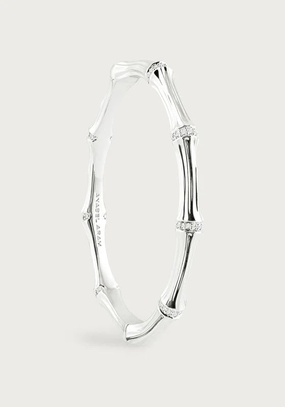 Bamboo Hinged Bangle Silver