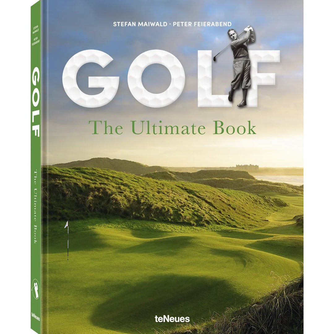 A book titled "Golf The Ultimate Book" features a golfer swinging on a green course.