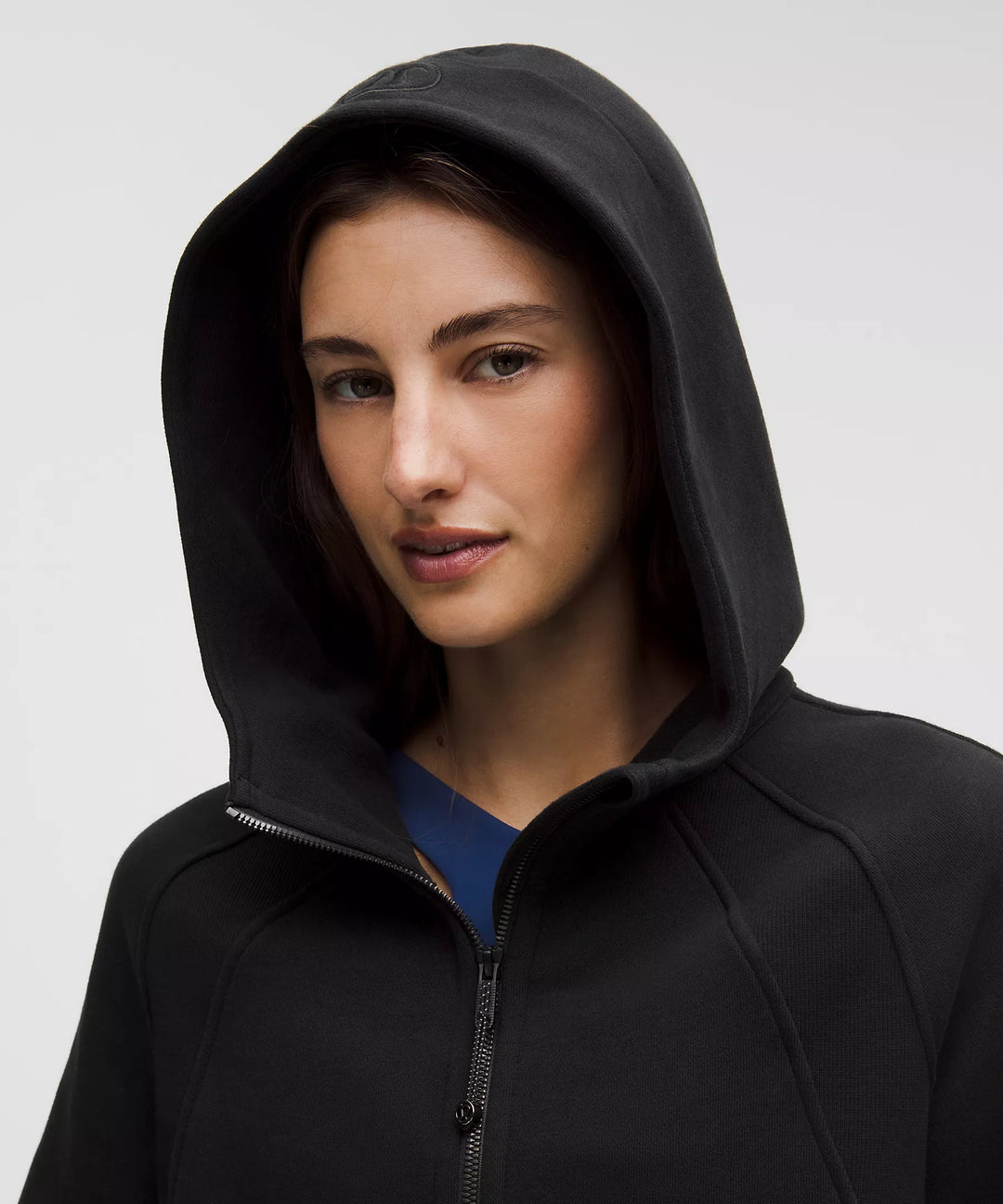 Black Scuba Oversized Full-Zip Hoodie with a relaxed fit.