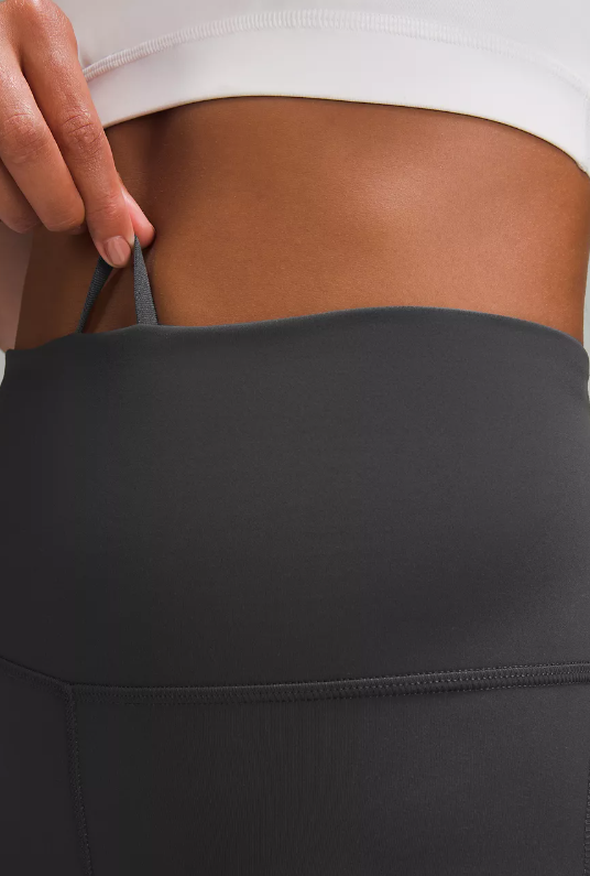 Graphite grey Wunder Train high-rise tights with a drawstring waist.