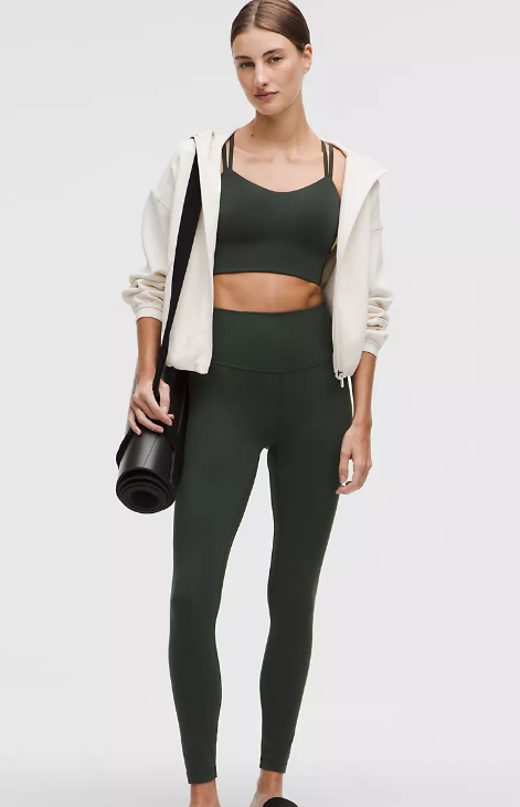 Lululemon Align High-Rise Pant 28" in Rainforest Green.