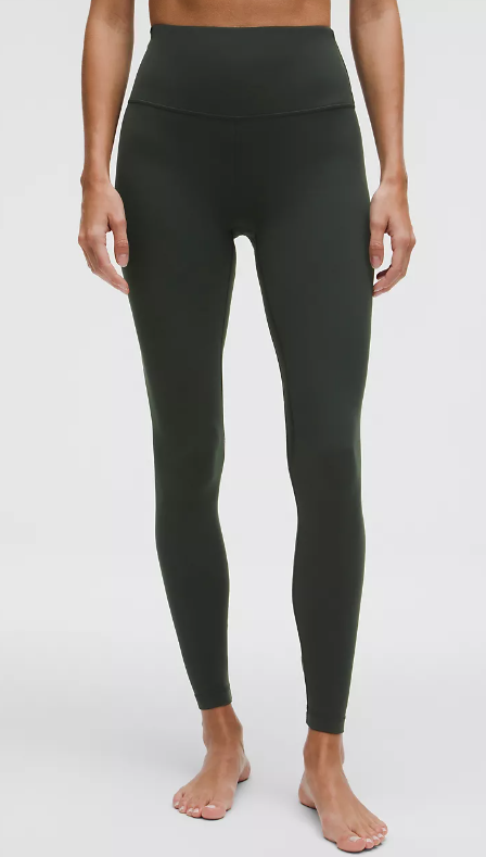 Lululemon Align high-rise rainforest green leggings.