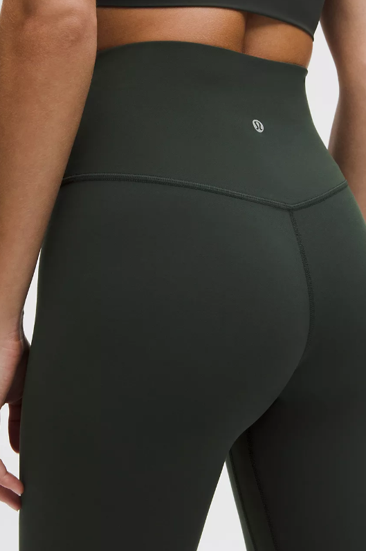Close-up of Lululemon Align high-rise leggings in Rainforest Green.
