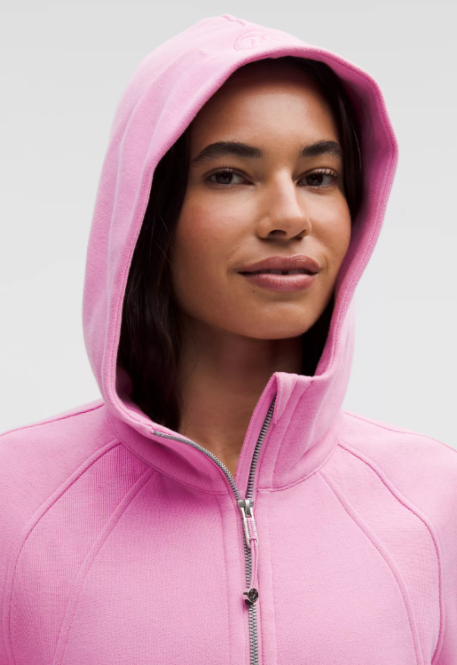 A pink frosting scuba oversized half-zip hoodie.