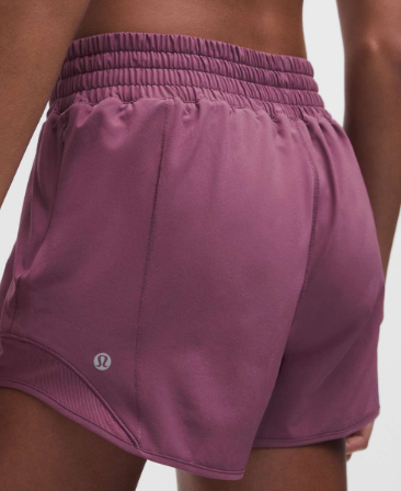 Hotty Hot High-Rise Lined Short 4" Mystic with a subtle logo.