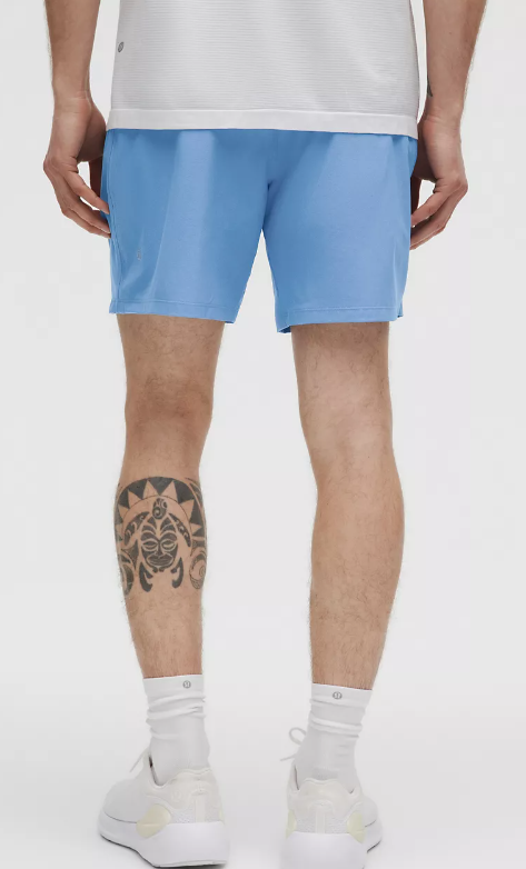 Men's blue Pace Breaker Linerless Short 7" Pool Party.