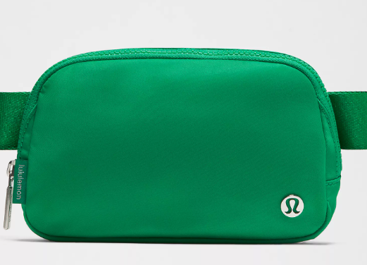 Everywhere Belt Bag 1L in Raceway Green with Lululemon logo.