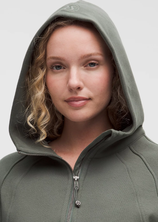 Scuba Oversized Half-Zip Hoodie in Palm Deco green with a woman wearing it.