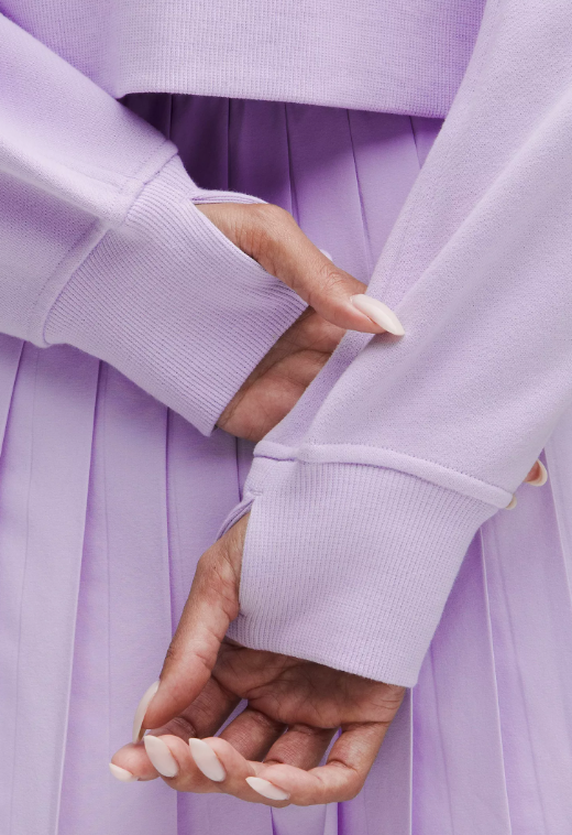 Lavender Frost Scuba Oversized Half-Zip Hoodie with thumbholes.