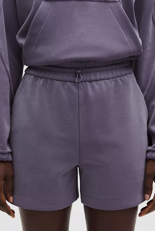 Softstreme high-rise shorts in grape mist with an adjustable drawstring waist.