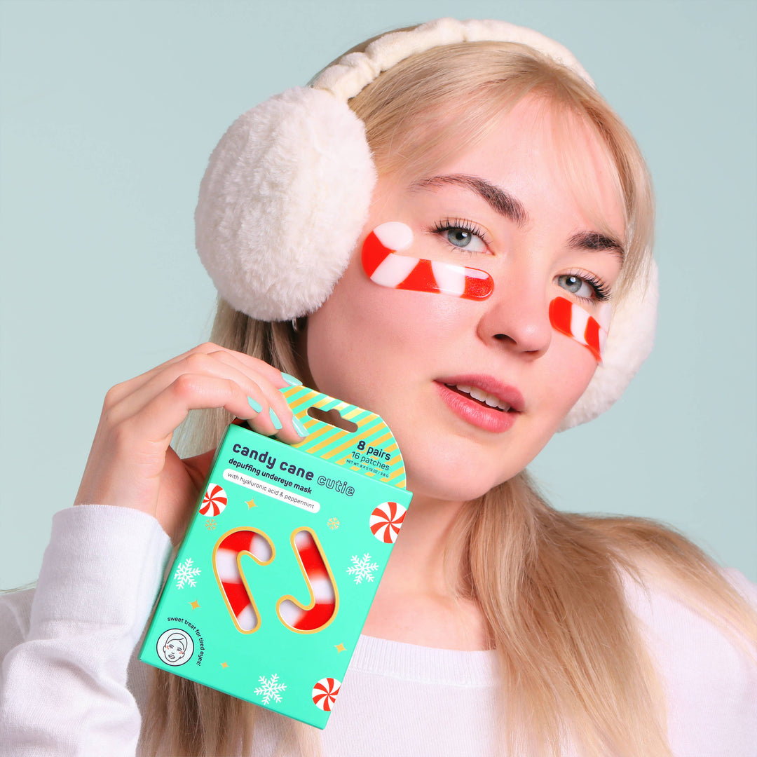 Christmas Holiday Candy Cane Cutie Depuffing Undereye Masks - 8 Pack