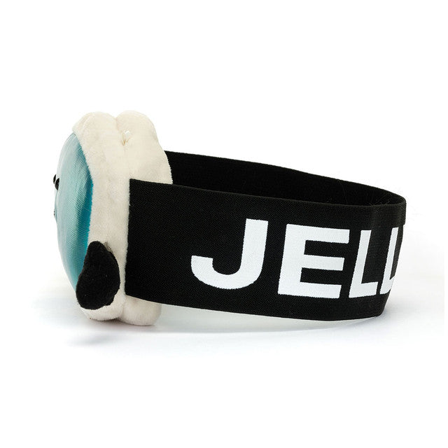 Amuseables Sports Ski Goggles with a teal lens and a black strap with "JELI" in white.