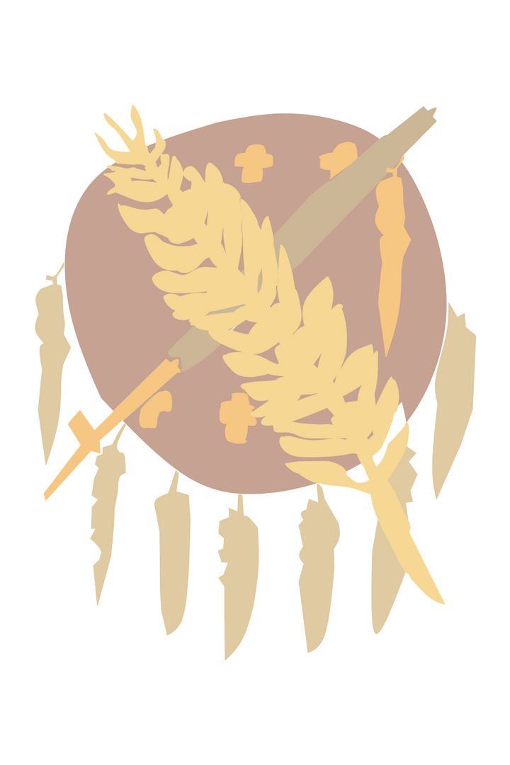 Neutral Oklahoma flag design with a brown circle, yellow wheat, and a peace pipe.