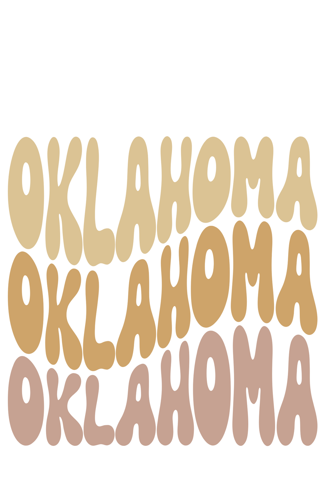 Three rows of the word "Oklahoma" in varying neutral shades of brown.