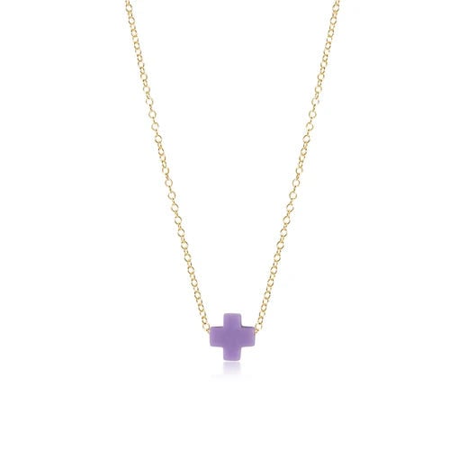 16" Necklace Gold - Signature Cross Small Purple