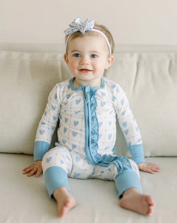 Sweet Heart Valentines Bamboo Zippy with Ruffle
