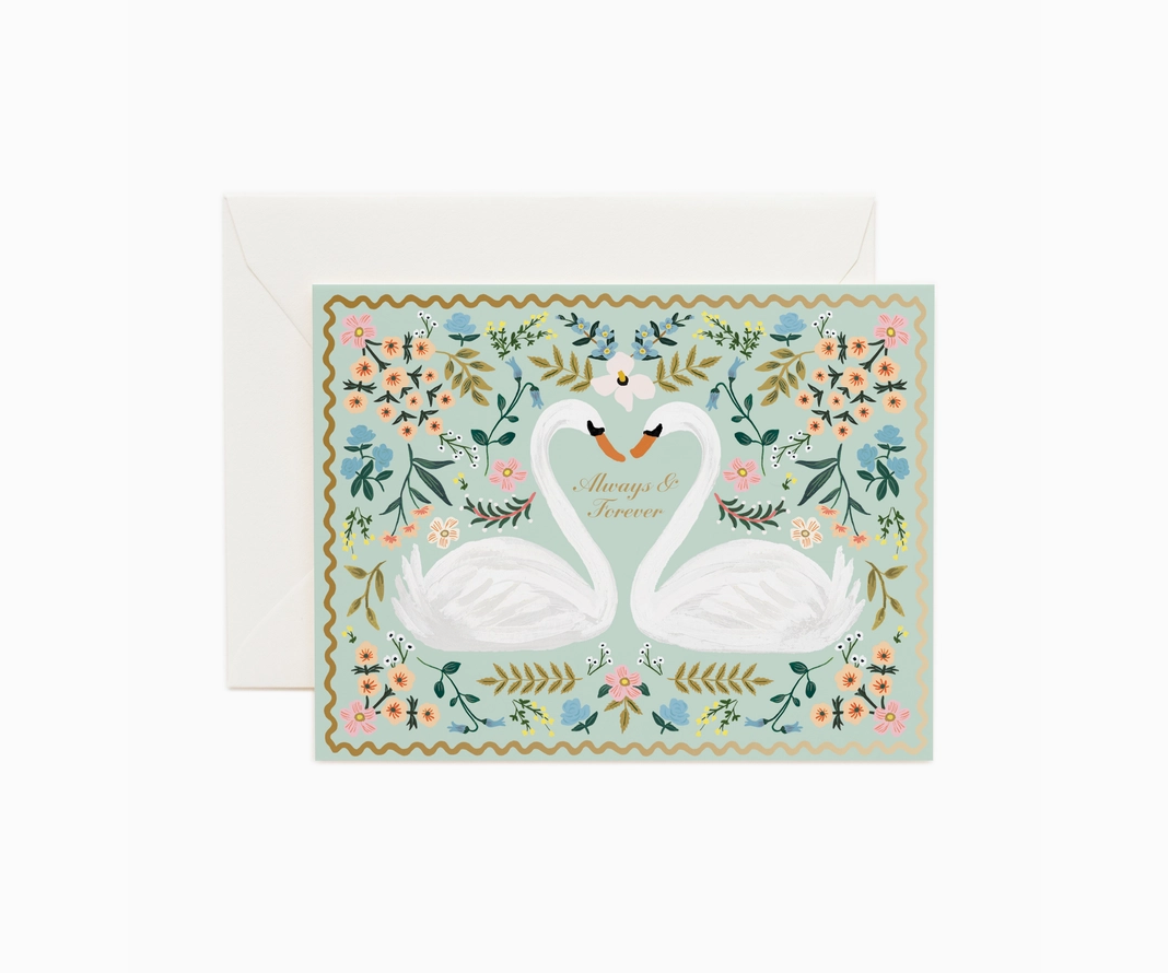 Always & Forever Swans Wedding Card